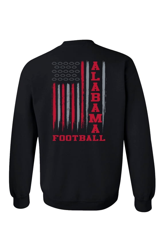 Alabama Football Team Color American Flag Mens Crewneck Pullover Sweatshirt-Black-small