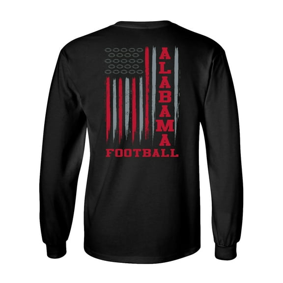 Alabama Football Team Color American Flag Unisex Long Sleeve T-shirt Graphic Tee-Black-4xl