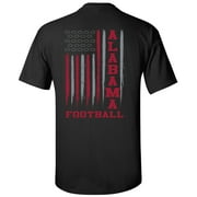 Alabama Football Team Color Crimson American Flag Mens Short Sleeve T-shirt Graphic Tee-Black-2XL