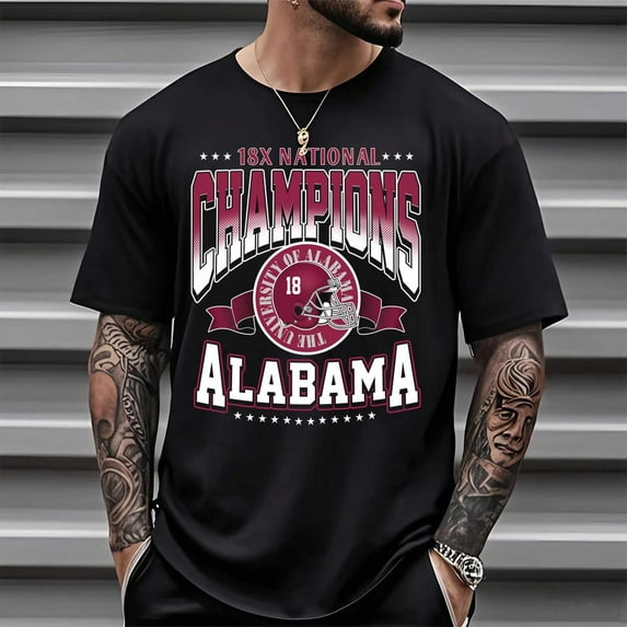 Alabama Graphic T-Shirt, Football Fan Tee,Black Color,Size M