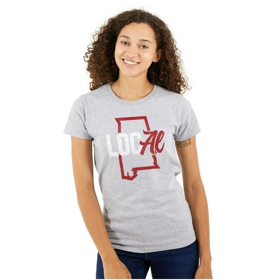 Alabama Local State Shaped Pun Cute Womens Slim Fit Graphic Tee Brisco Brands M