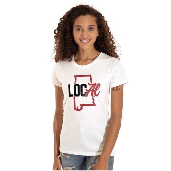 Alabama Local State Shaped Pun Cute Womens Slim Fit Graphic Tee Brisco Brands X