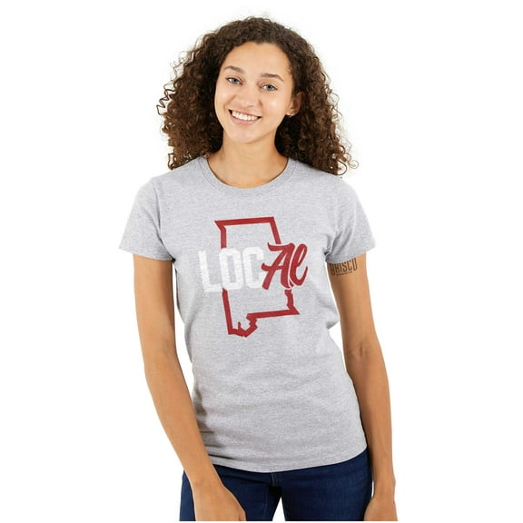 Alabama Local State Shaped Pun Cute Womens Slim Fit Graphic Tee Brisco Brands X