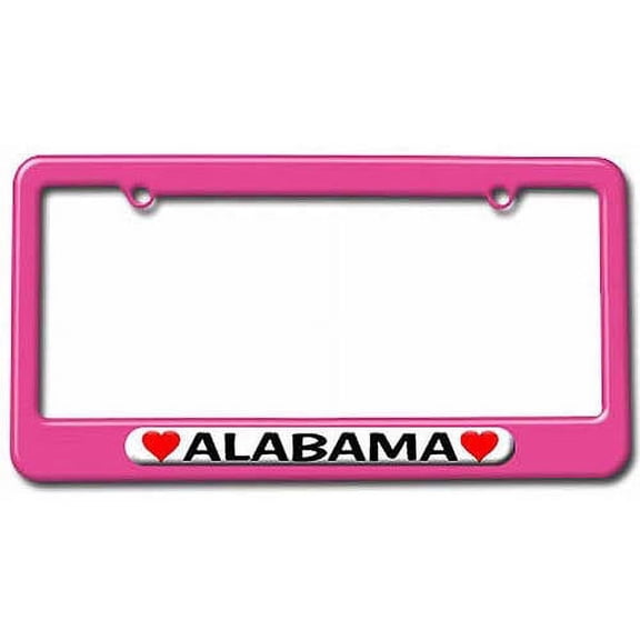 Alabama Love with Hearts License Plate Tag Frame, Multiple Colors