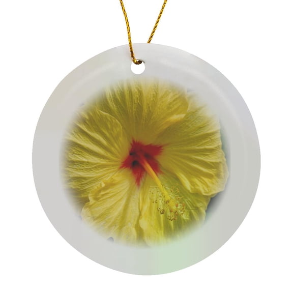 3drose, Alabama, Mobile.bellingrath Gardens and Home. Yellow Hibiscus., Circle Porcelain Ornament