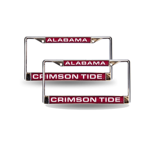 Alabama NCAA Crimson Tide Chrome Metal (Set of 2) Laser Cut License Plate Frames
