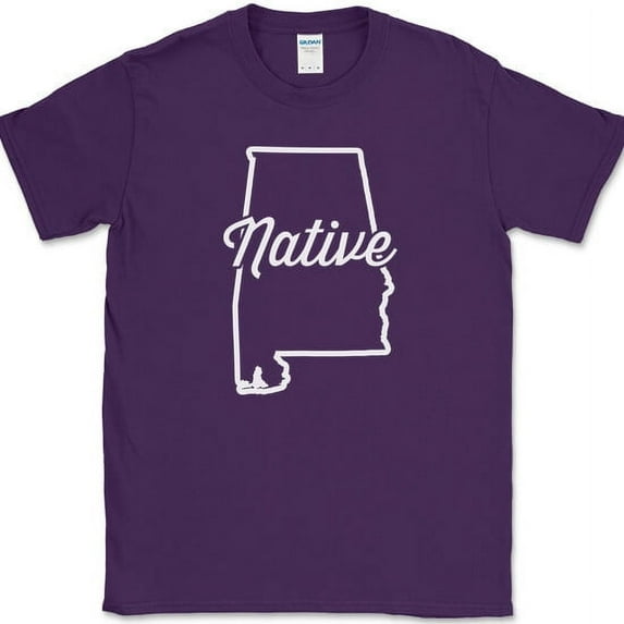 Alabama Native T-Shirt Funny Humor State Pride Geography Tee - Purple, M