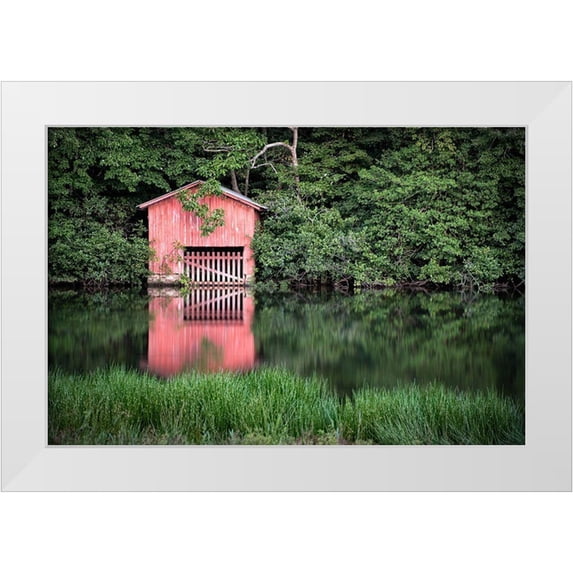 Alabama Picture Archive 32x23 White Modern Wood Framed Museum Art Print Titled - Little Red Boat House-Alabama