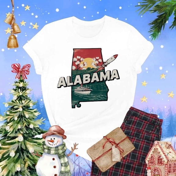 Alabama Rocket Ship Cotton Fields State Souvenir Travel Gift Unisex T-Shirt up to 5XL