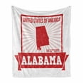 thumbnail image 1 of Alabama Soft Flannel Fleece Blanket, State of Alabama Map on Grungy Radiating Lines Starbust Pattern Background, Cozy Plush for Indoor and Outdoor Use, 50" x 70", Red Pale Pink White, by Ambesonne, 1 of 6