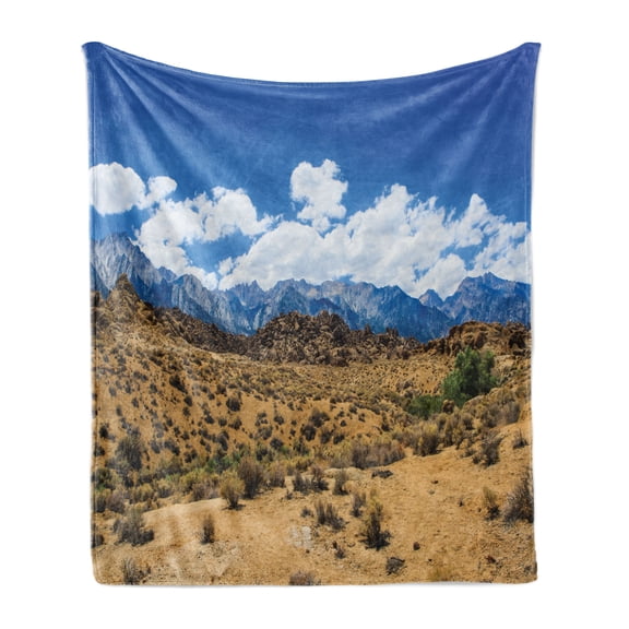 Alabama Soft Flannel Fleece Throw Blanket, Landscape of Barren Lands of Nevada Mountains with Rock Formations on the Slopes, Cozy Plush for Indoor and Outdoor Use, 50" x 70", Multicolor, by Ambesonne