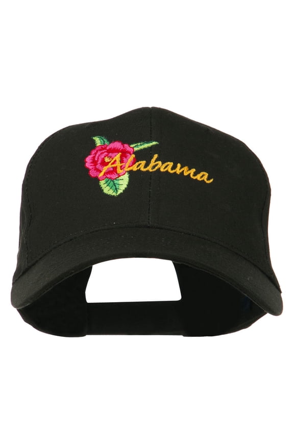 Alabama State Camellia Flower Embroidered Cap - Black OSFM