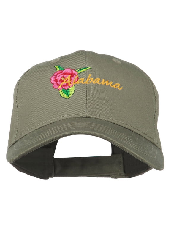 Alabama State Camellia Flower Embroidered Cap - Olive OSFM