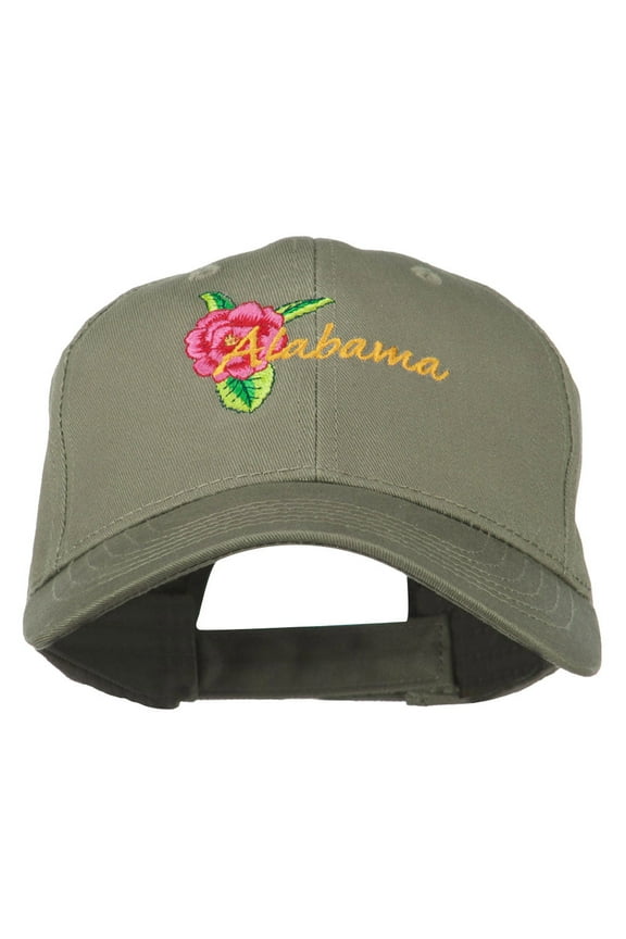 Alabama State Camellia Flower Embroidered Cap - Olive OSFM