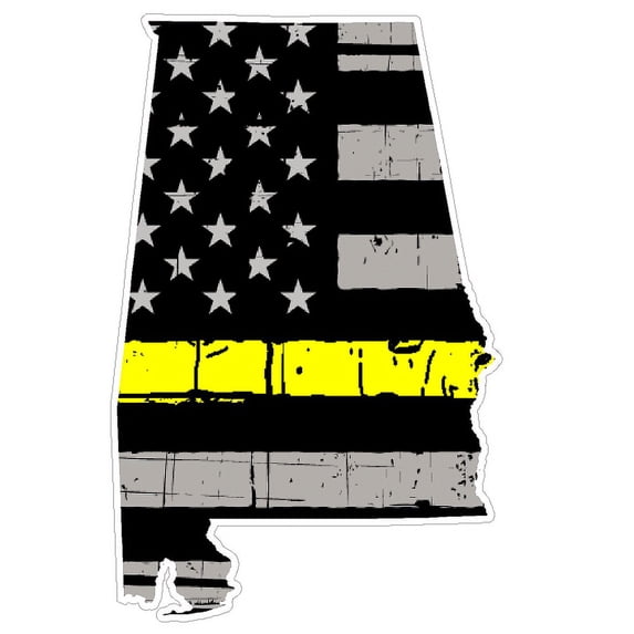 Alabama State (E3) Thin Yellow Line Dispatch Vinyl Decal Sticker Car/Truck Laptop/Netbook Window