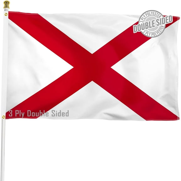 Alabama State Flag Double Sided 3x5 ft, 3 Ply Polyester AL Flag with Brass Grommets