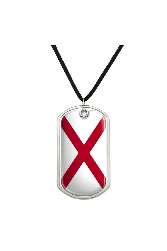 Alabama State Flag Military Dog Tag Pendant Necklace with Cord