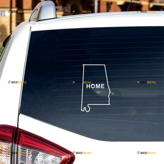 Alabama State Map Home Outline AL Sticker Decal Vinyl - 2 Pack White 4" - For Car Boat Laptop Cup No Background Die-cut