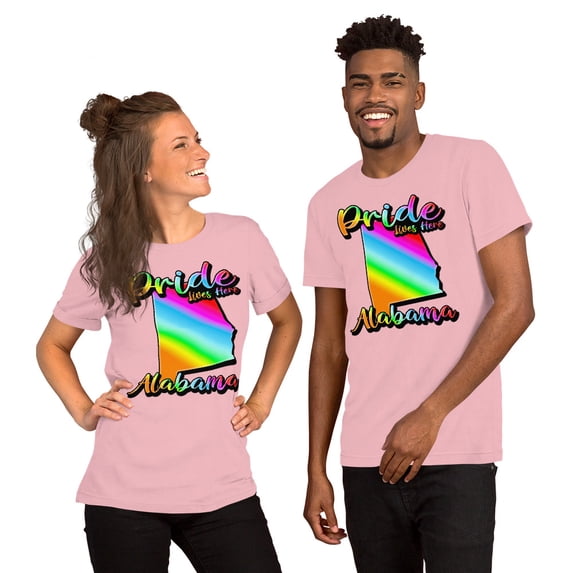 Alabama State Shape - Pride Lives Here Design Unisex t-shirt (Pink, 2XL)