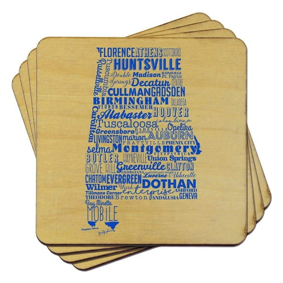 Alabama State Typography Coaster