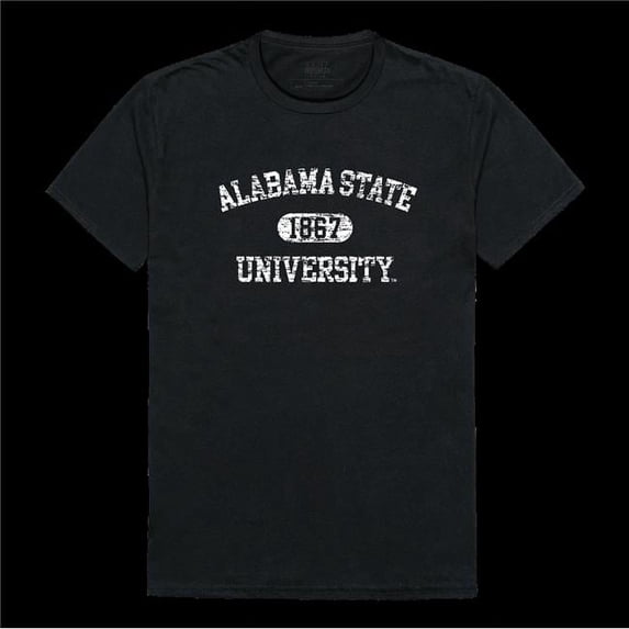 Alabama State University Hornets Distressed Arch College T-Shirt, Black - Extra Large