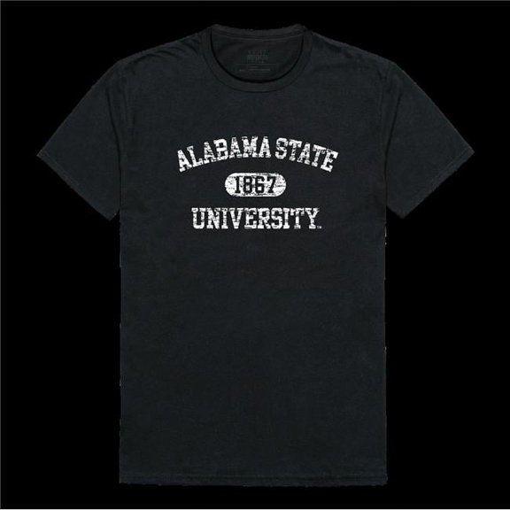 Alabama State University Hornets Distressed Arch College T-Shirt, Black - Medium