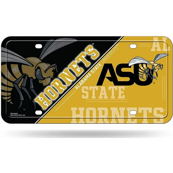 Alabama State University Hornets Metal Auto Tag License Plate, Split Design, 6x12 Inch