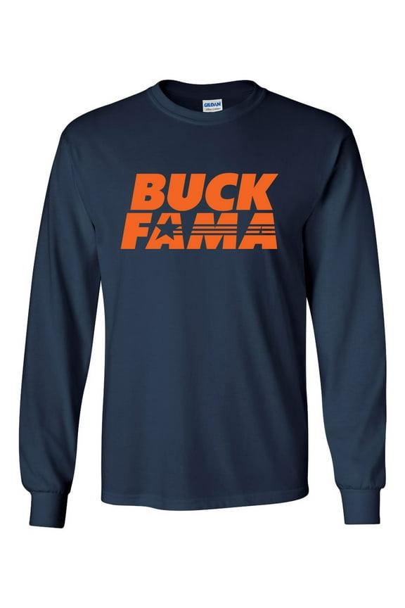 Alabama Tshirt Football Team Color Navy and Orange Alabama Buck Fama Funny Tigers Mens Long Sleeve T-shirt Graphic Tee-Navy-4xl