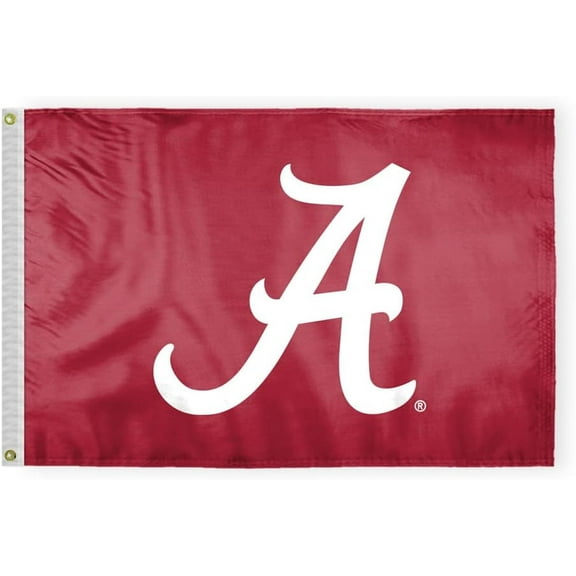 Alabama University Crimson Tide A Logo Flags - 2x3 Ft Double-Sided Printed Polyester with Brass Grommets - Officially NCAA Licensed Alabama University Crimson Tide Red Bama UA Flags