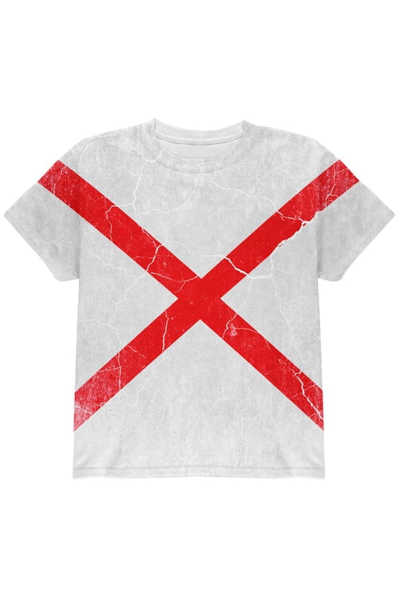 Alabama Vintage Distressed State Flag All Over Youth T Shirt Multi YLG