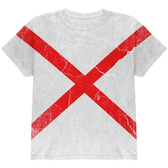 Alabama Vintage Distressed State Flag All Over Youth T Shirt Multi YXL