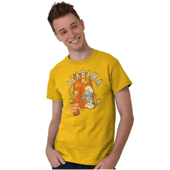 Alabama Yellow Hammer State Smurfs Men's Graphic T Shirt Tees Brisco Brands L