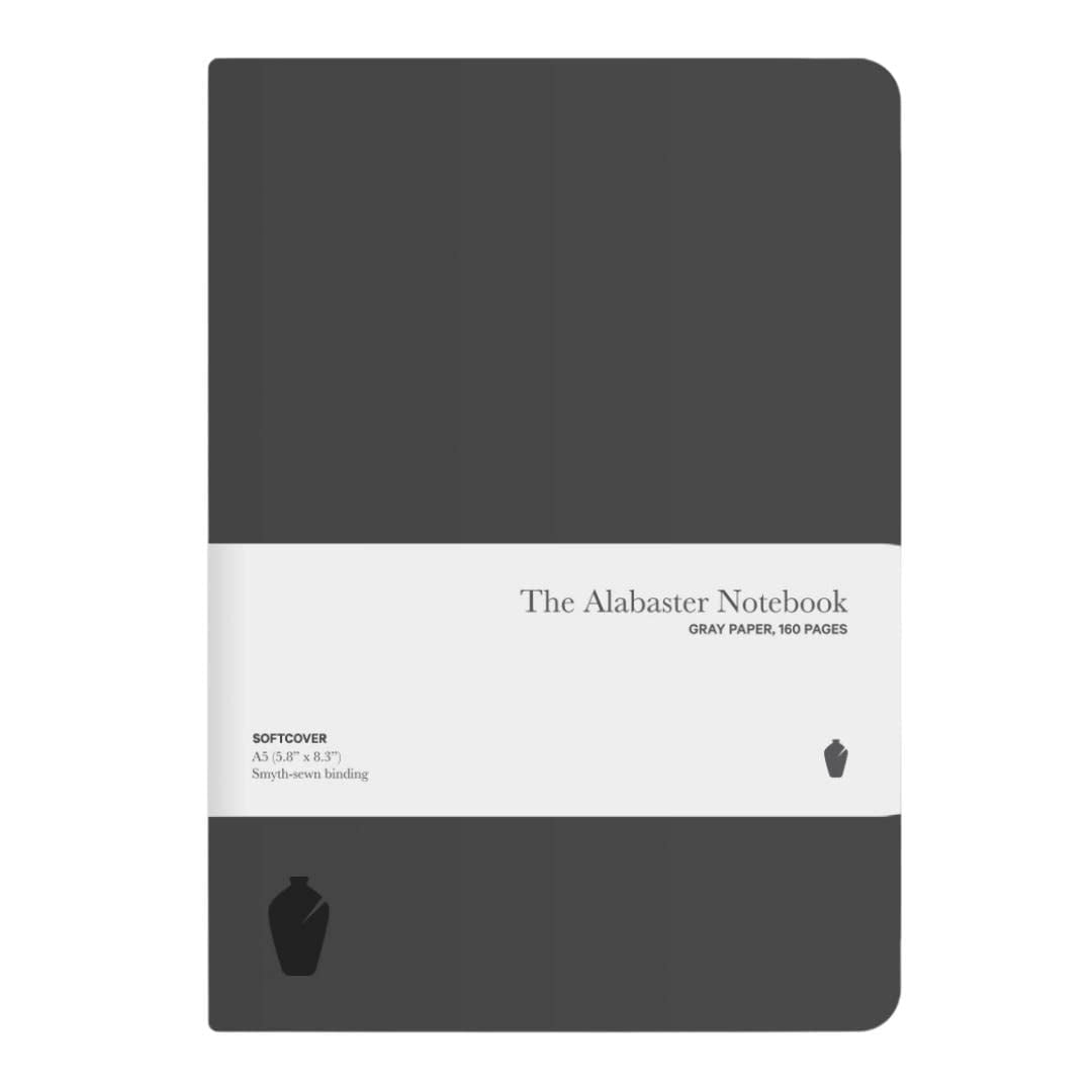 Alabaster A5 Softcover Notebook, Dark Gray, Blank Unlined