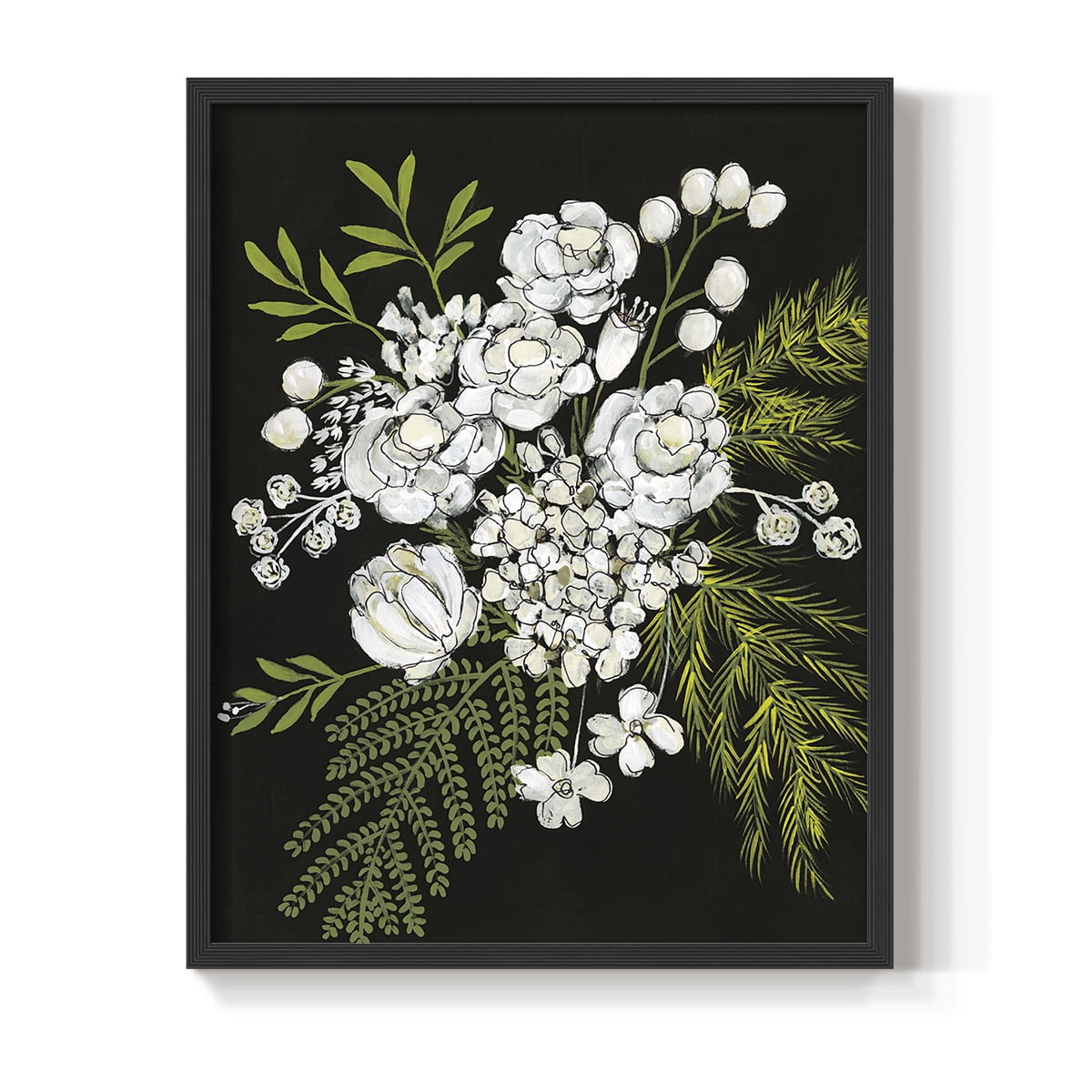 Alabaster Bouquet I Framed Print in Black Solid Wood Framed Print No Nail Hanging