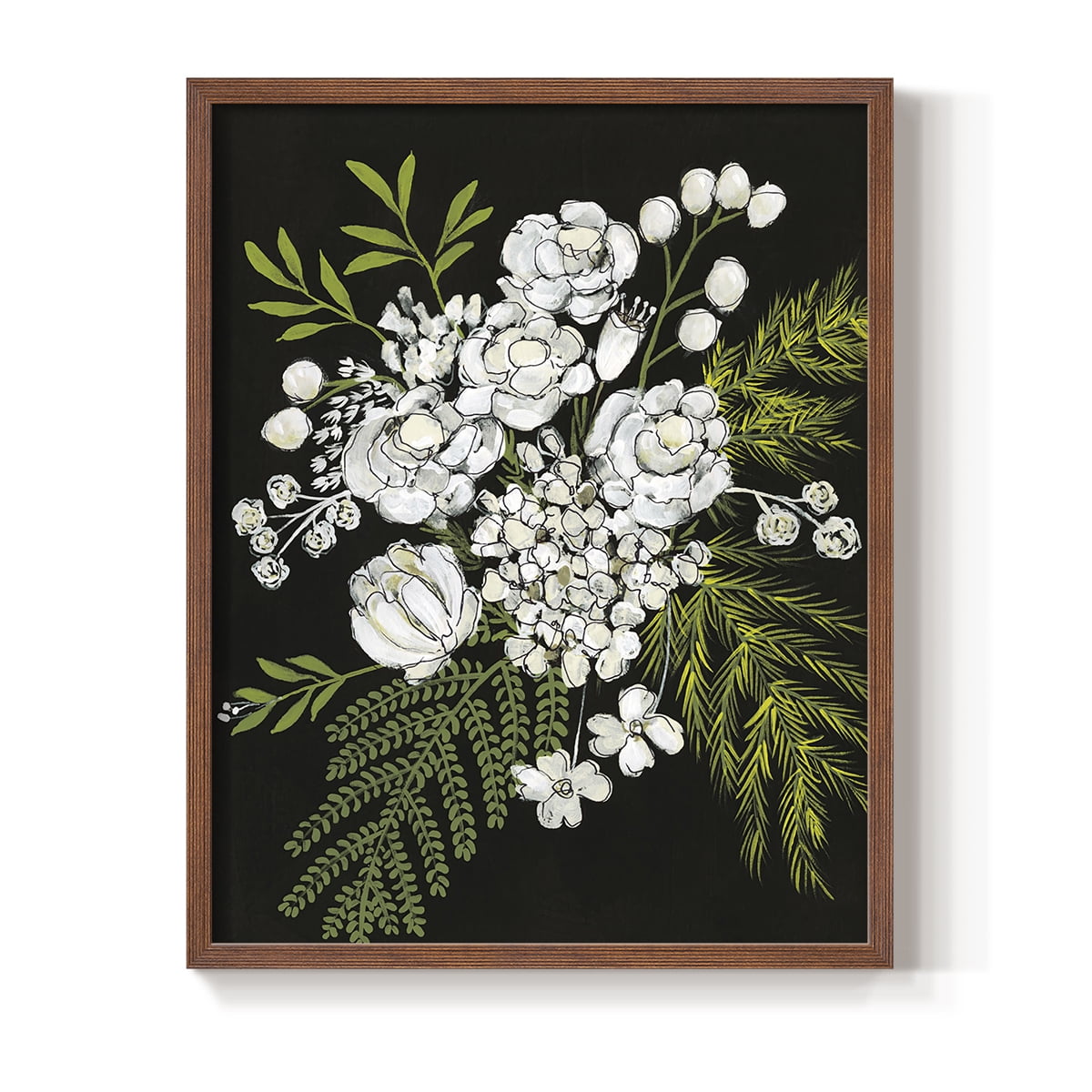 Alabaster Bouquet I Framed Print in Brown Solid Wood Framed Print No Nail Hanging