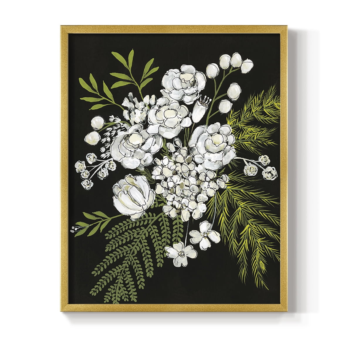 Alabaster Bouquet I Framed Print in Gold Solid Wood Framed Print No Nail Hanging