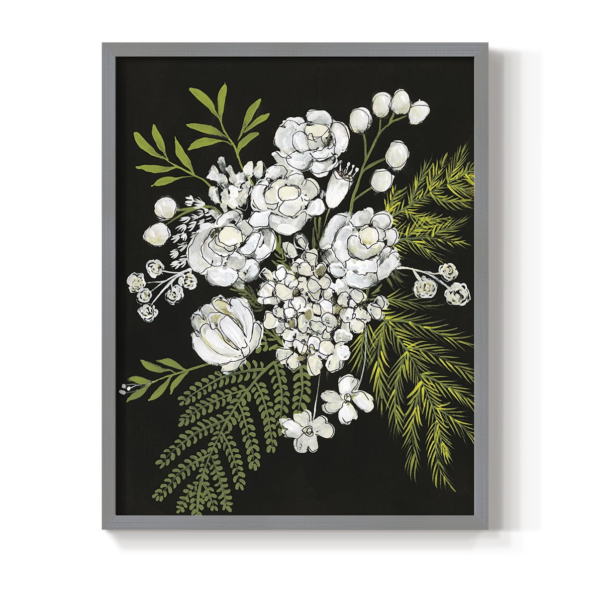 Alabaster Bouquet I Framed Print in Gray Solid Wood Framed Print No Nail Hanging