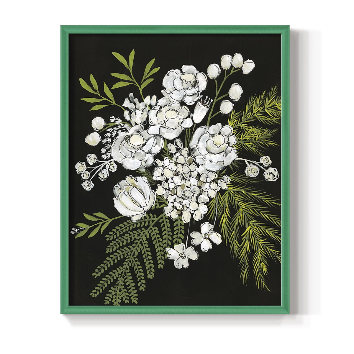 Alabaster Bouquet I Framed Print in Green Solid Wood Framed Print No Nail Hanging