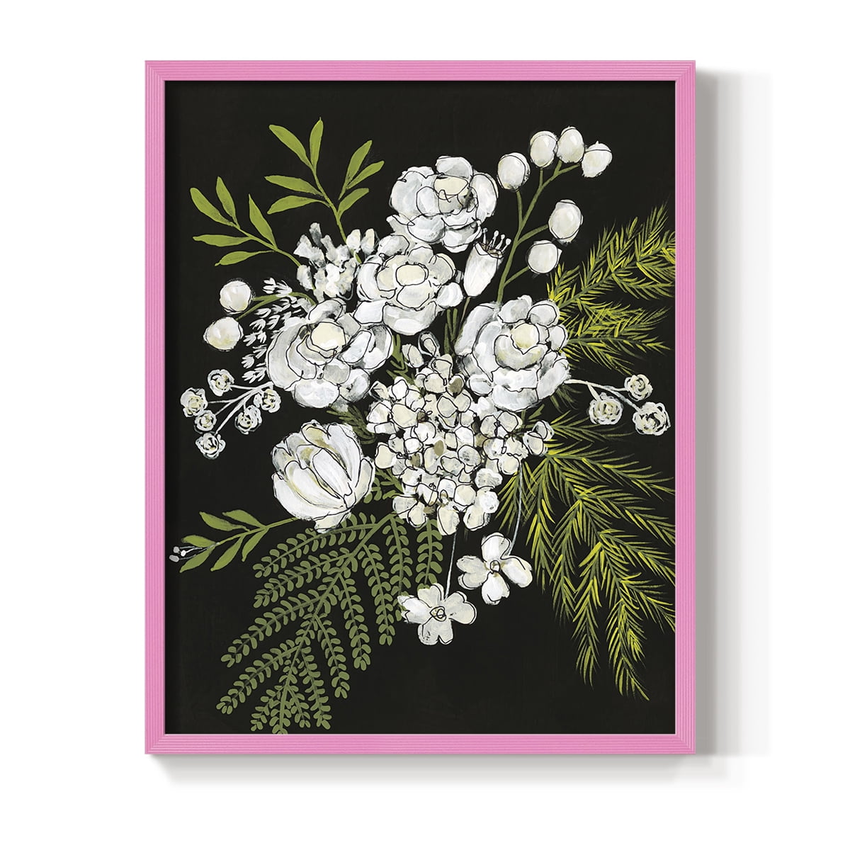 Alabaster Bouquet I Framed Print in Pink Solid Wood Framed Print No Nail Hanging