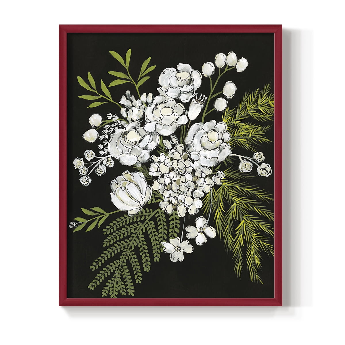 Alabaster Bouquet I Framed Print in Red Solid Wood Framed Print No Nail Hanging
