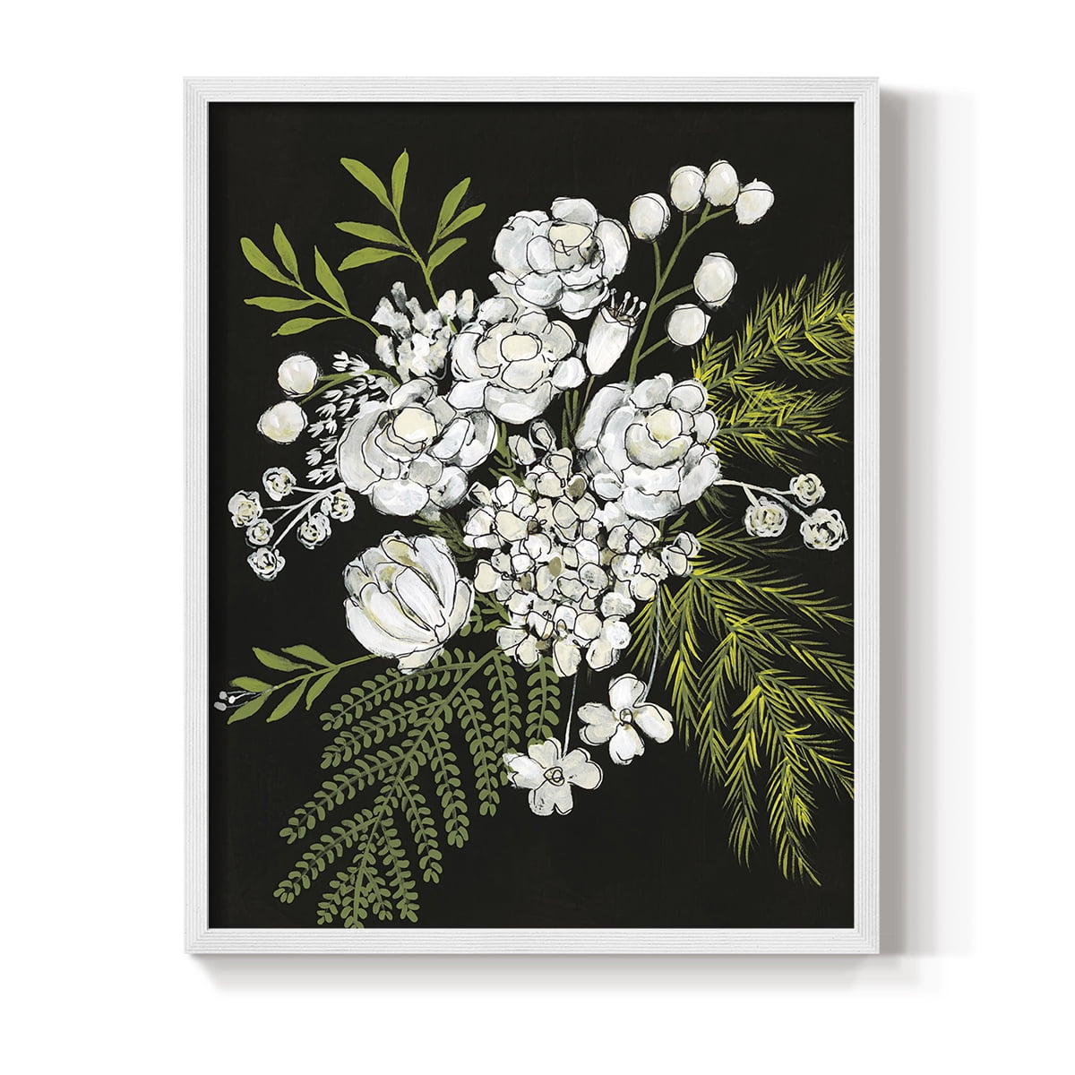 Alabaster Bouquet I Framed Print in White Solid Wood Framed Print No Nail Hanging