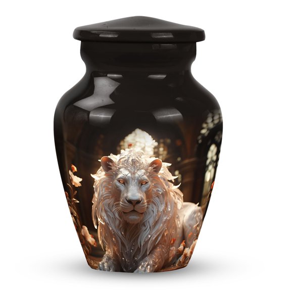 The Alabaster Lion King Of The Crystal Grove, Keepsake Urns For Ashes, Small Keepsake Urns, Urn For Ashes Adult Male & Female Small, Decorative Urn 3''