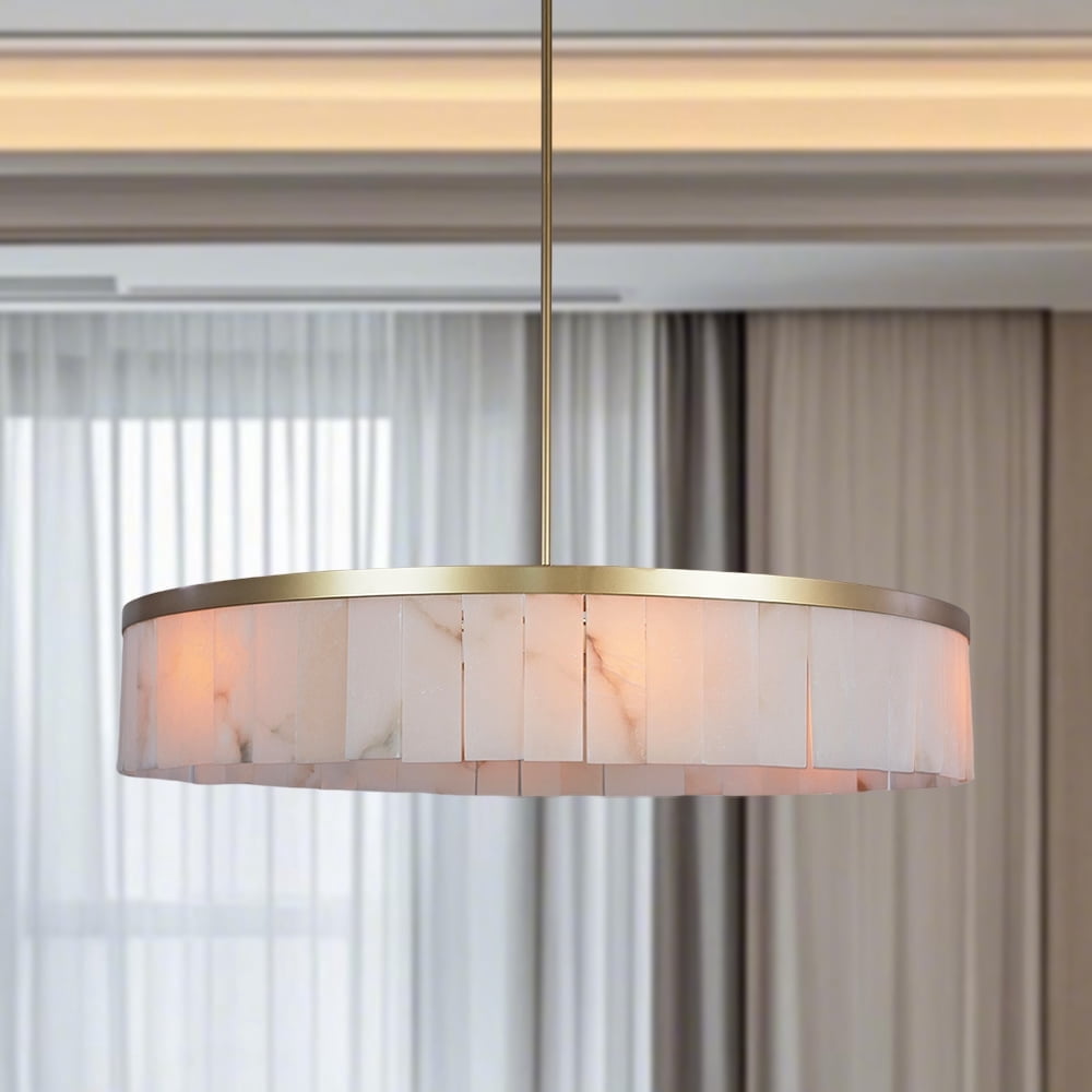 Natural Round Antique Brass Alabaster 42 Inch Chandelier, Sturdy Alabaster Ceiling Lamp, Organic Alabaster Ceiling Light, Ceiling Mounted Light for Living Room, Dining Room