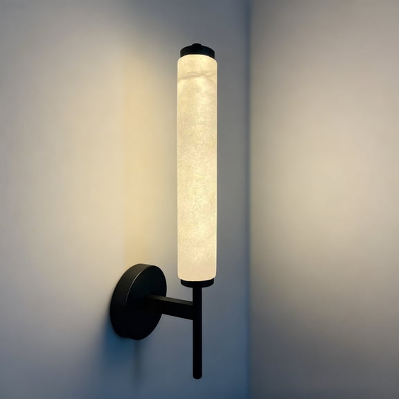 Alabaster Wall Sconce Built-in 5W LED Light Strip Brass Fixture