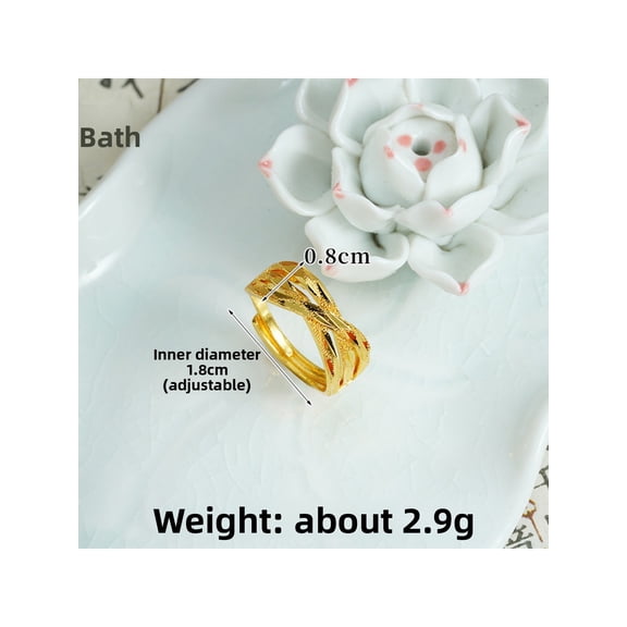 Alabaster gold ring trendy simple line cross twist live couple ring