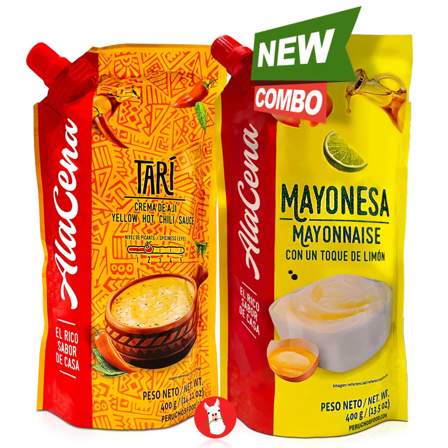 Alacena New Mayonesa y Crema Ají Tari | New Mayonnaise & Yellow Hot Chilli Pepper Sauce Combo pack (Kit)