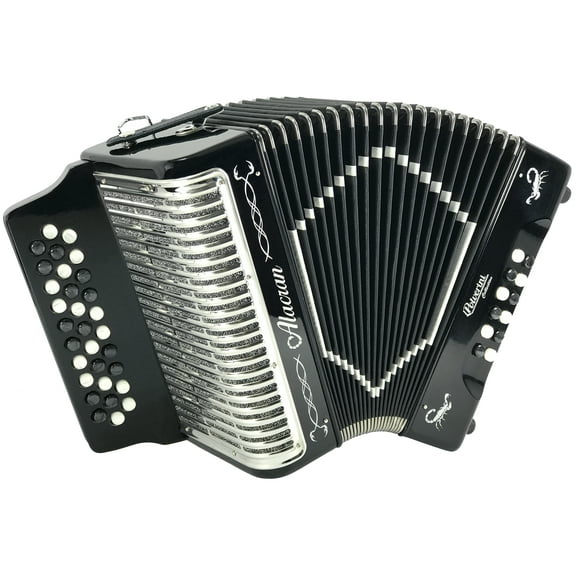 Alacran AL3112 Package: 3112 Diatonic Accordion Gloss Black in Sol/GCF