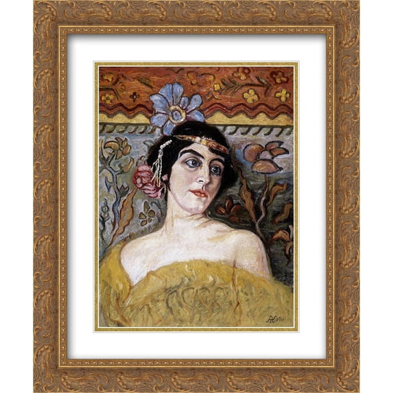 Aladar Korosfoi Kriesch 2x Matted 20x24 Gold Ornate Framed Art Print 'Lady with Tiara'