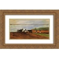 thumbnail image 1 of Aladar Korosfoi Kriesch 2x Matted 24x16 Gold Ornate Framed Art Print 'Lakeshore', 1 of 2