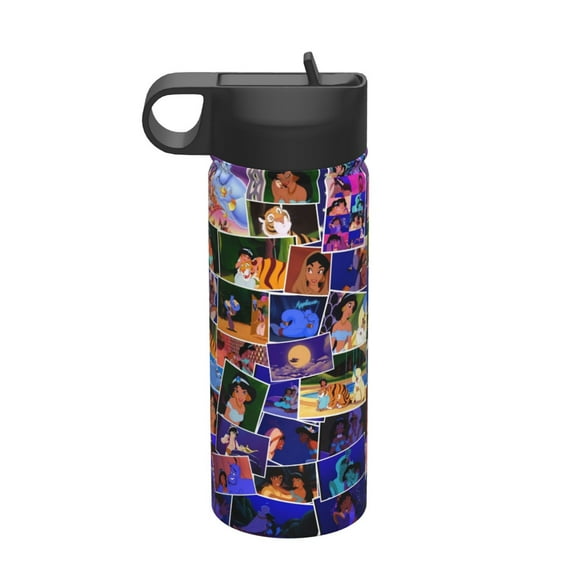 Aladdin 18 Oz Insulated Water Bottle Stainless Steel Vacuum Leak Proof Kettle with Straw Lid, Portable Cup for Travel Gym Outdoor Sports School